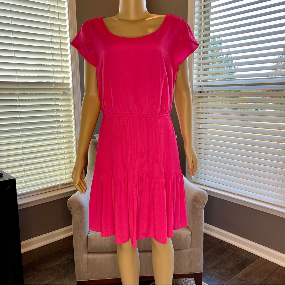 Elle Pink Ruched Dress with Petal Cap Sleeves